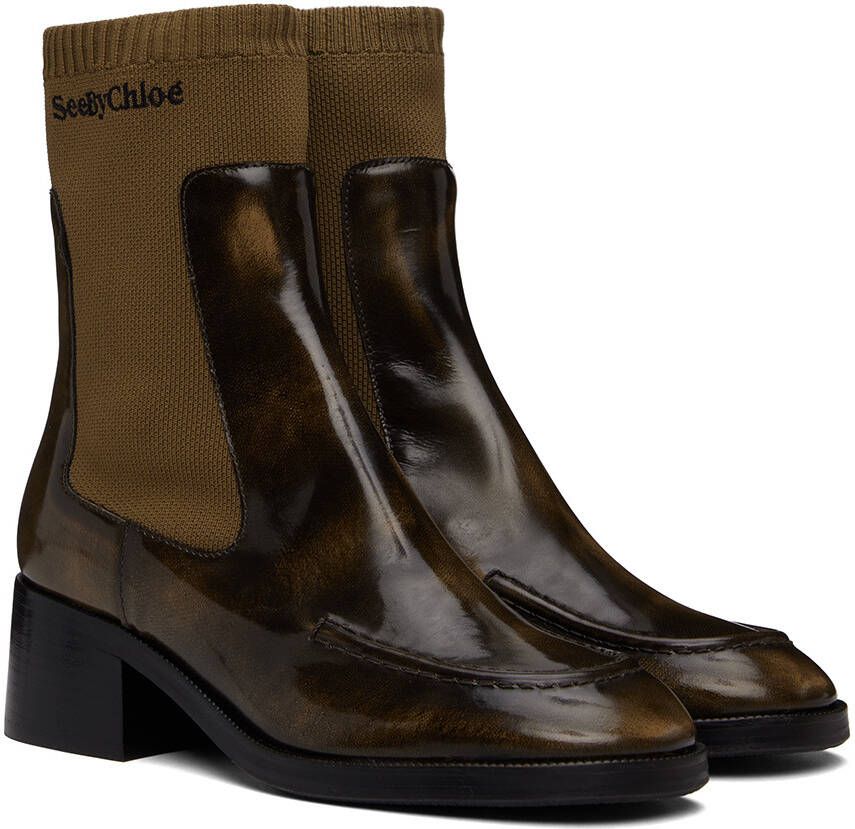 See by Chloé Khaki Wendy Sock Boots