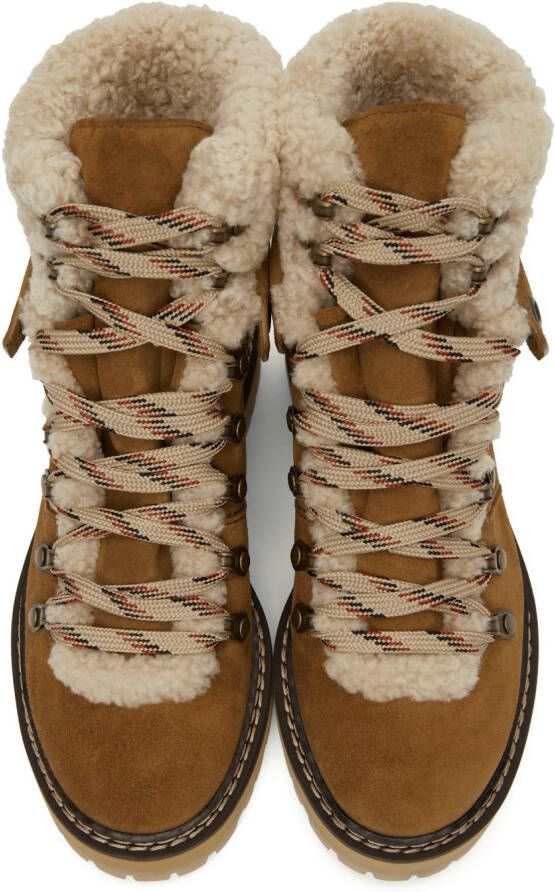 See by Chloé Tan Shearling Eileen Ankle Boots