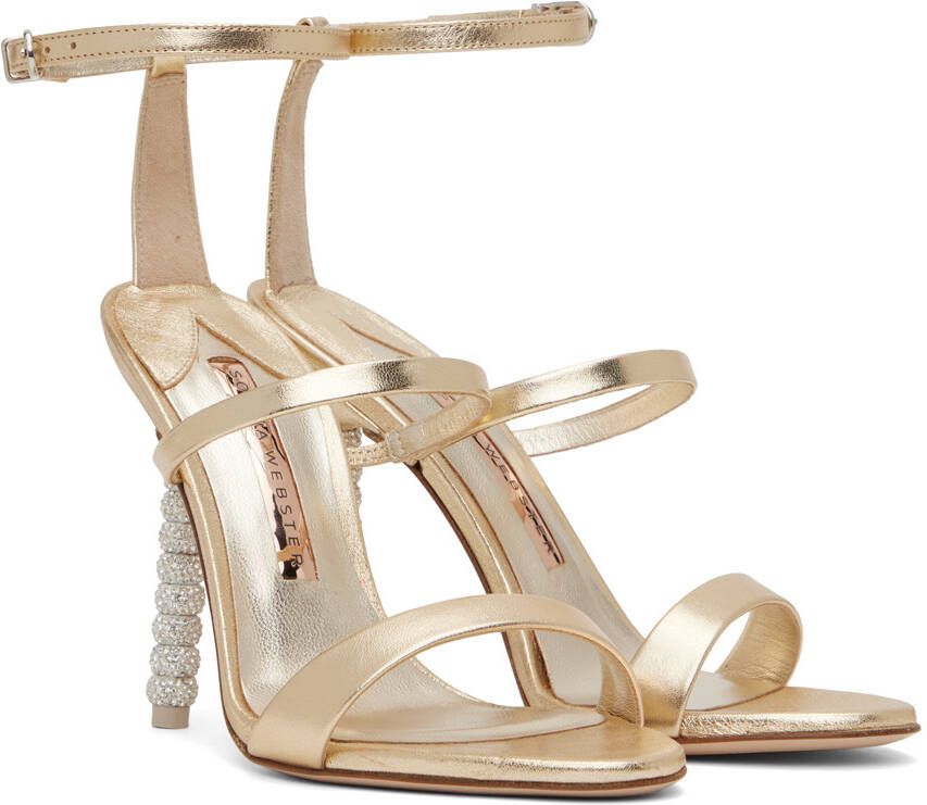 Sophia Webster Gold Rosalind Crystal Heeled Sandals