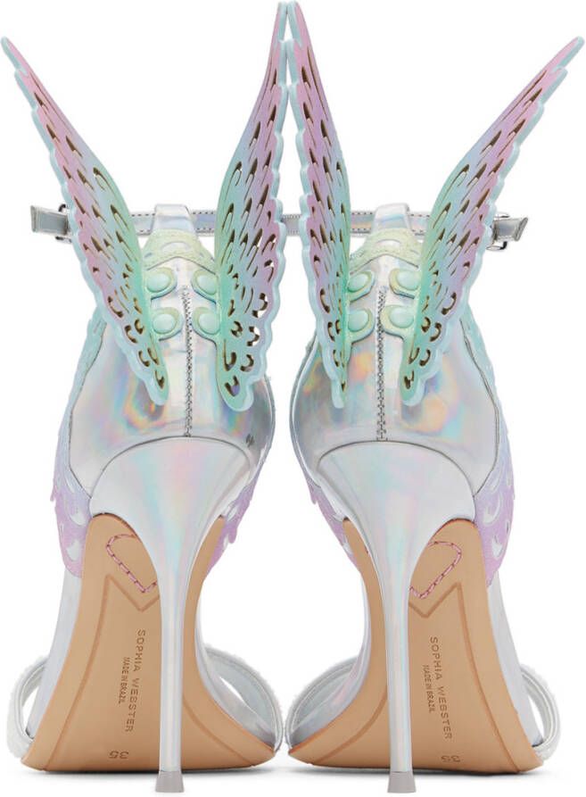 Sophia Webster Silver Iridescent Evangeline Heeled Sandals