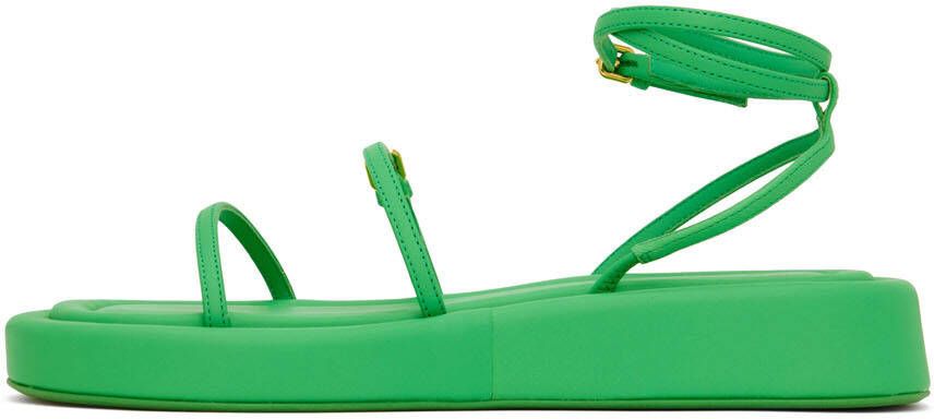 Sportmax Green Wedge Flat Sandals