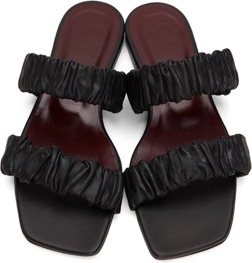 Staud Black Maya Ruched Sandals