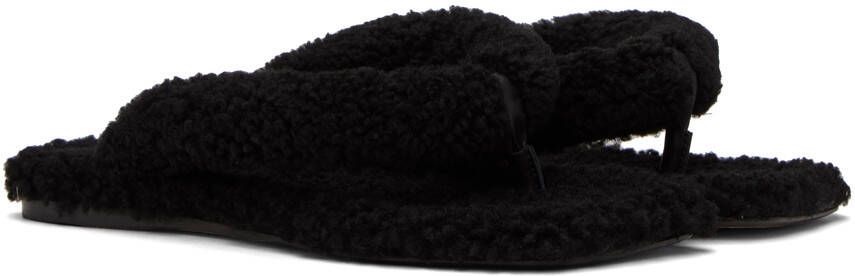 Staud Black Rio Shearling Sandal