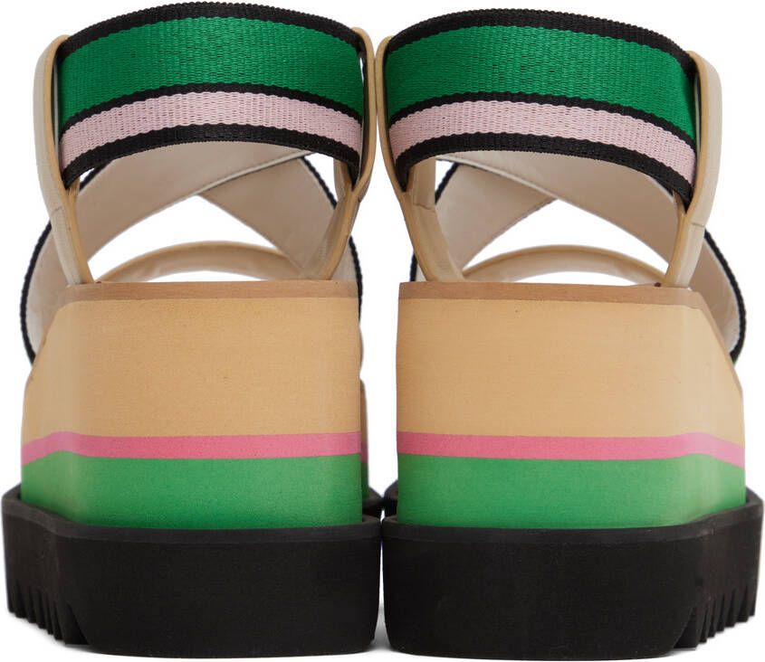 Stella McCartney Beige & Green Sneakelyse Platform Heeled Sandals