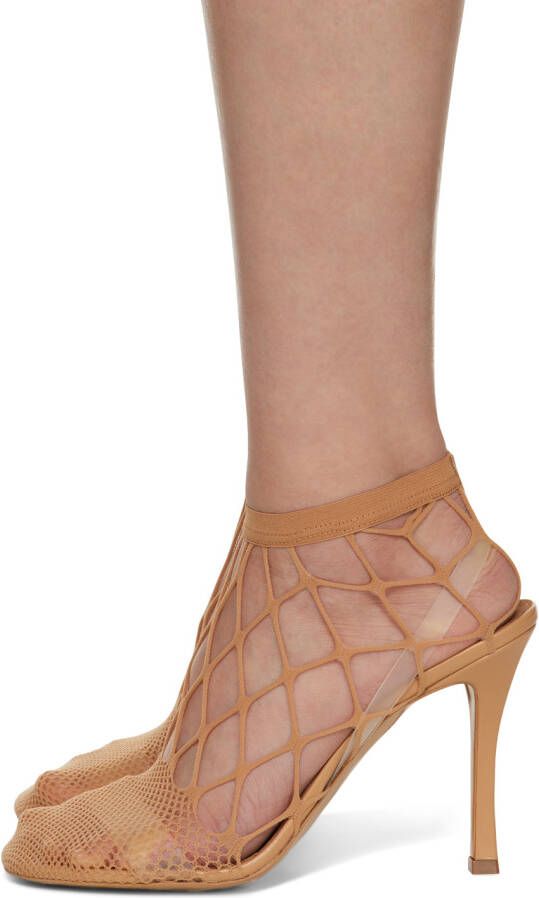 Stella McCartney Beige Fishnet 100 Heeled Sandals