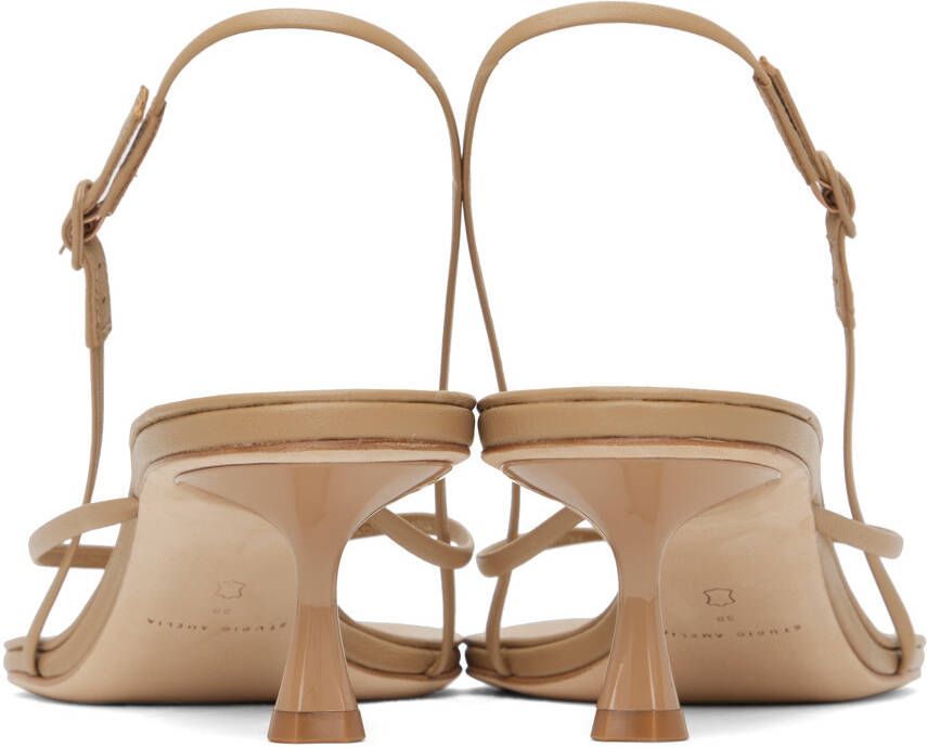 Studio Amelia Beige Wishbone 50 Heeled Sandals