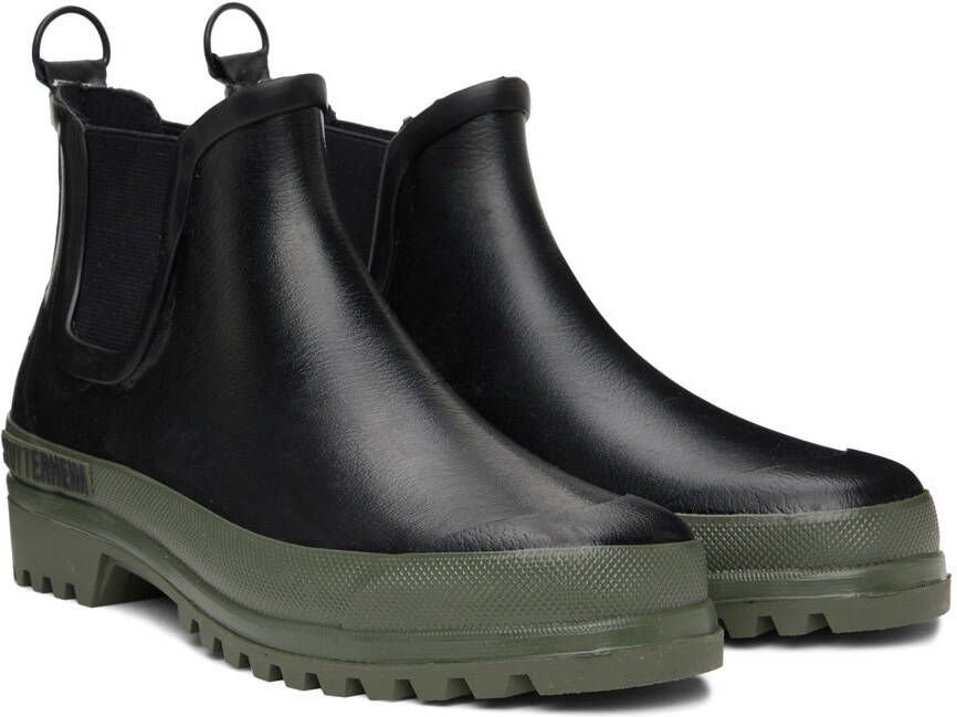 Stutterheim Black & Green Novesta Edition Rainwalker Chelsea Boots
