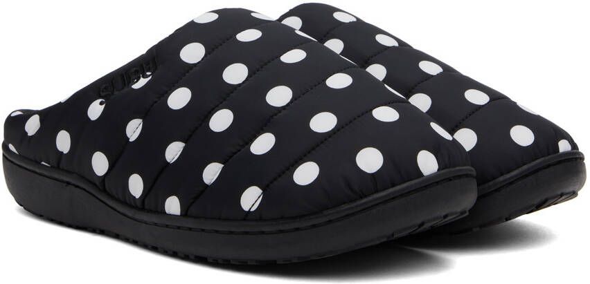 SUBU Black Quilted Polka Dot Slippers