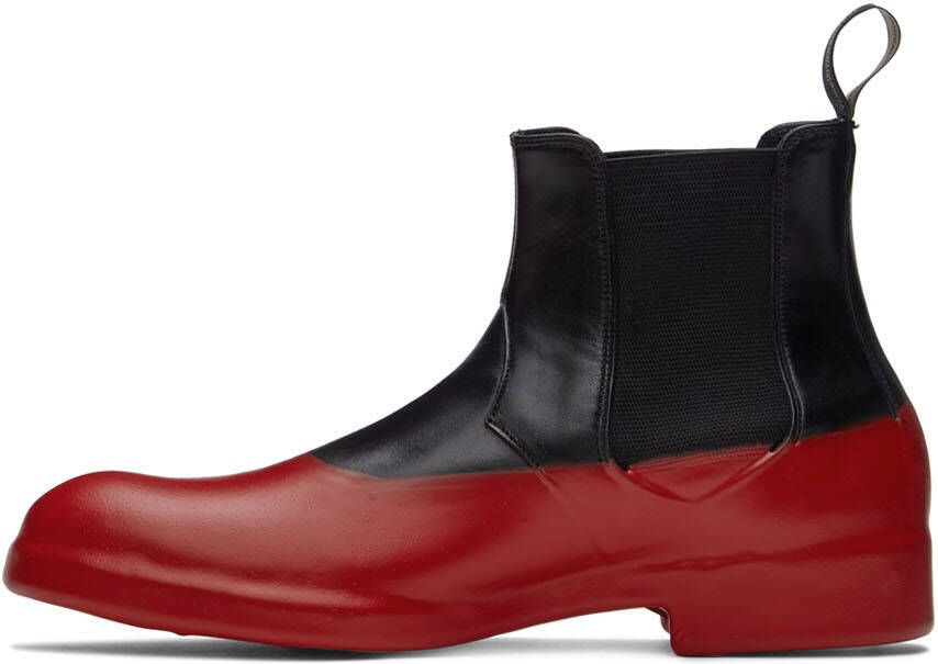 TAKAHIROMIYASHITA TheSoloist. Black & Red Rubber Dip Chelsea Boots