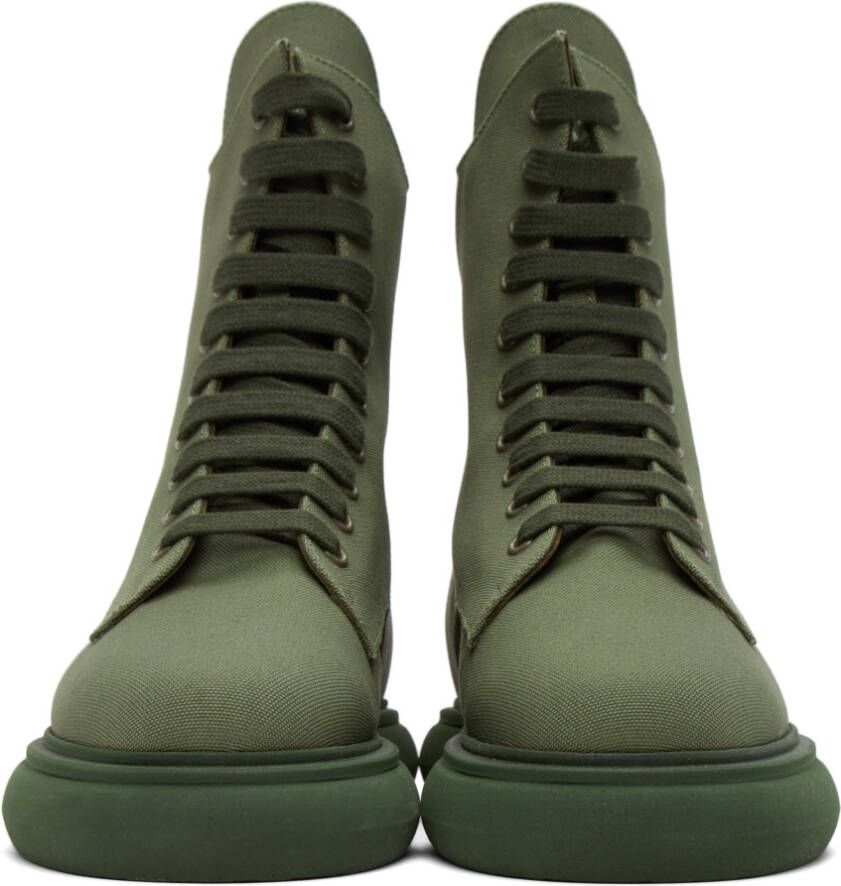 The Attico Green Canvas Selene Ankle Boots