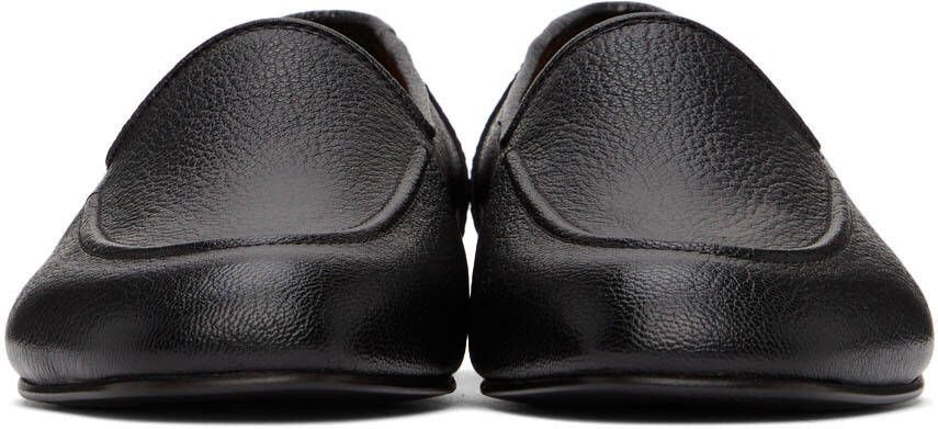 The Row Black Grained Mocassin Loafers