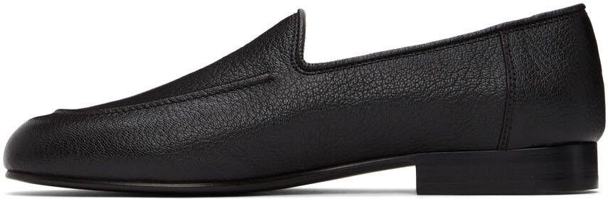 The Row Black Grained Mocassin Loafers