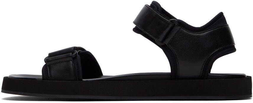 The Row Black Hook And Loop Flat Sandals