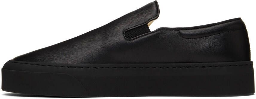 The Row Black Leather Marie H Slip-On Sneakers
