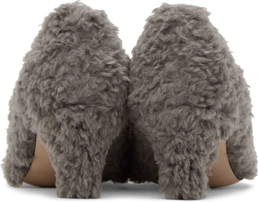 TheOpen Product Gray Curly Shearling Heels