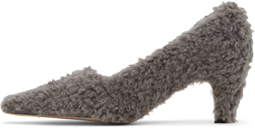 TheOpen Product Gray Curly Shearling Heels