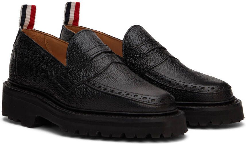 Thom Browne Black Commando Sole Penny Loafers