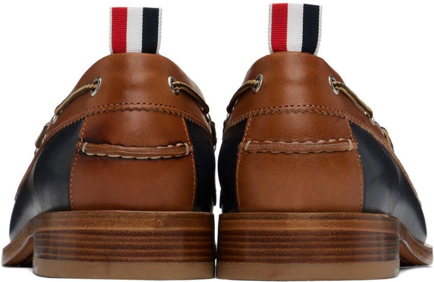 Thom Browne Brown & Navy Perforated Loafers