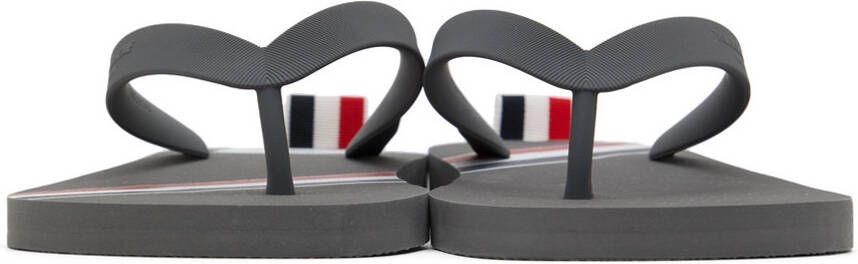 Thom Browne Grey RWB Stripe Flip Flops