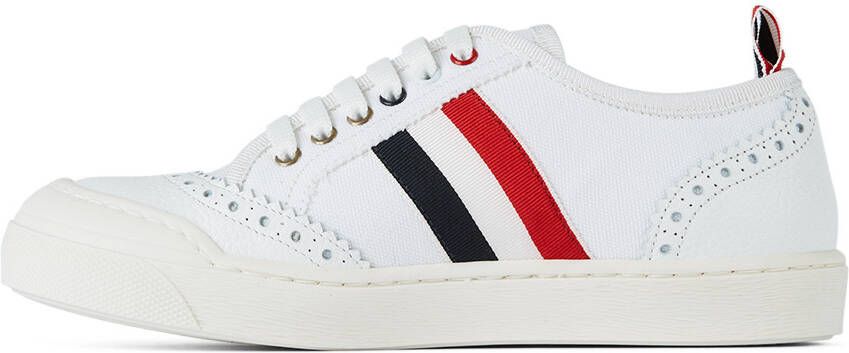 Thom Browne Kids White Side Stripe Low Sneakers