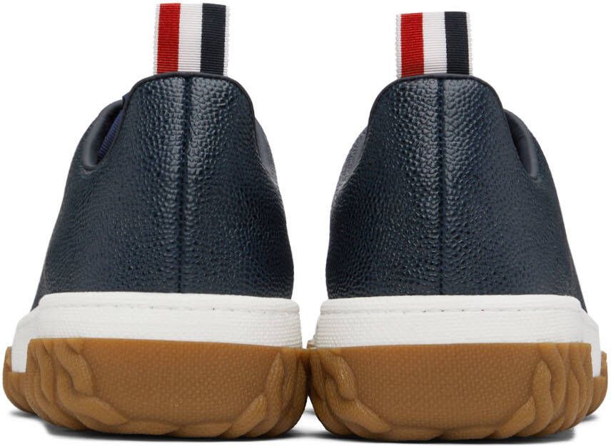 Thom Browne Navy Cable Knit Court Low-Top Sneakers