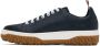Thom Browne Navy Cable Knit Court Low-Top Sneakers - Thumbnail 3