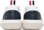 Thom Browne White & Navy Court Sneakers - Thumbnail 2