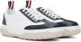 Thom Browne White & Navy Court Sneakers - Thumbnail 4