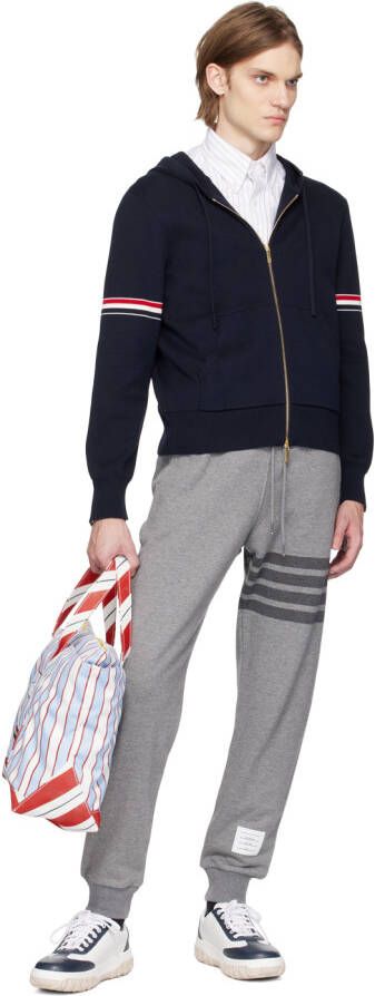 Thom Browne White & Navy Court Sneakers