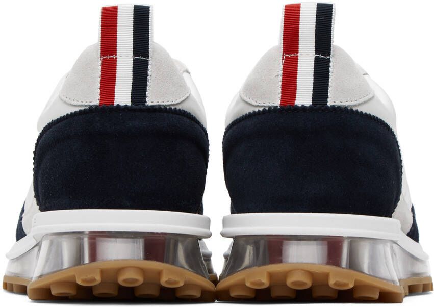 Thom Browne White & Navy Quilted Tech Runner Sneakers