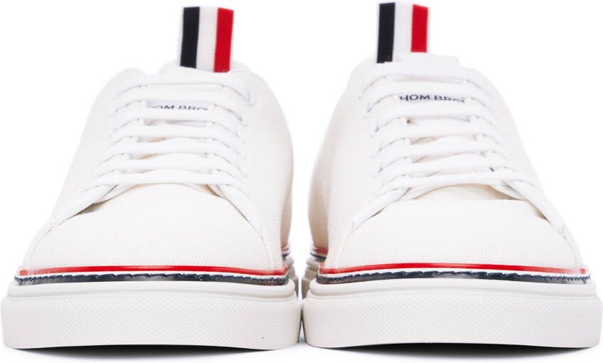 Thom Browne White Canvas Tennis Sneakers