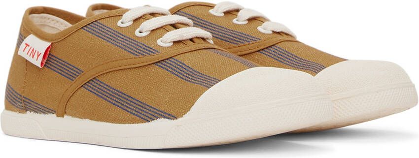 TINYCOTTONS Kids Tan & Blue Lines Sneakers