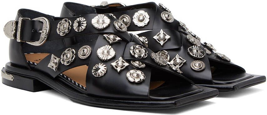 Toga Pulla Black Embellished Sandals