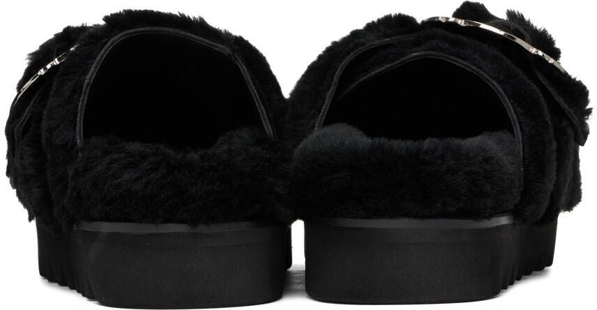 Toga Pulla Black Faux Fur Buckle Sandals