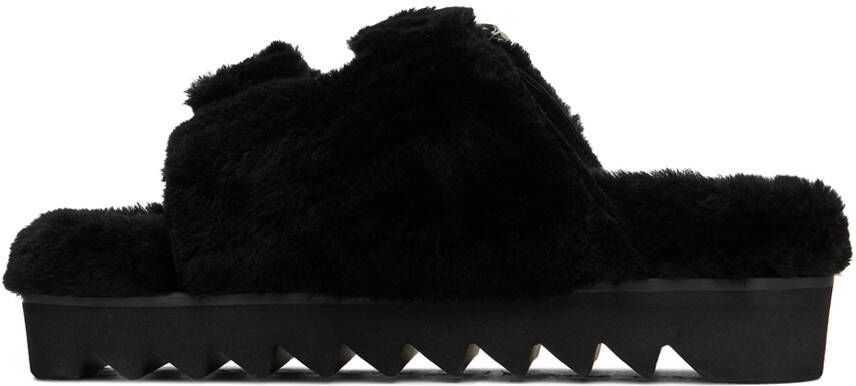 Toga Pulla Black Faux Fur Buckle Sandals