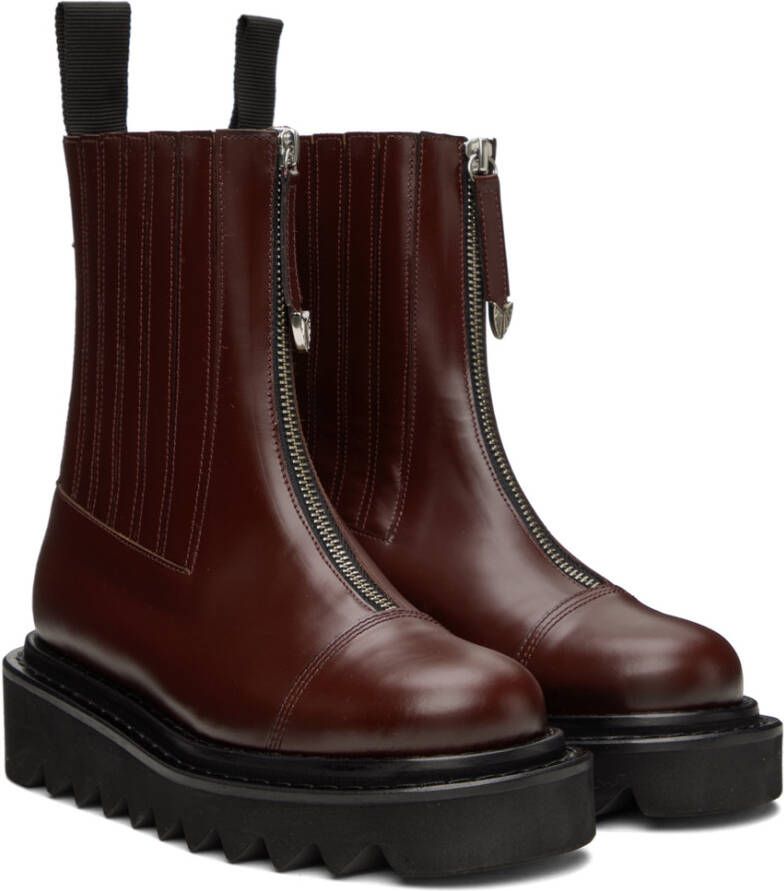 Toga Pulla Burgundy Side Gore Zip Boots