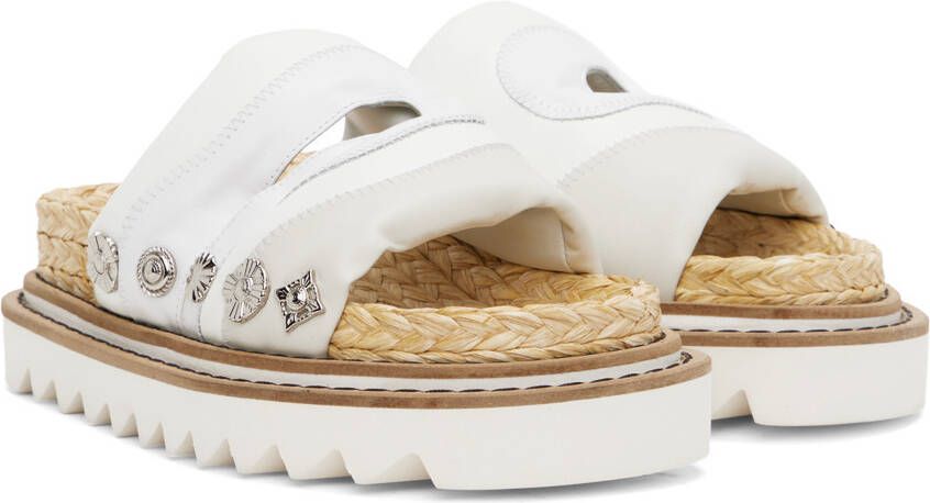 Toga Pulla Off-White Embellished Sandals