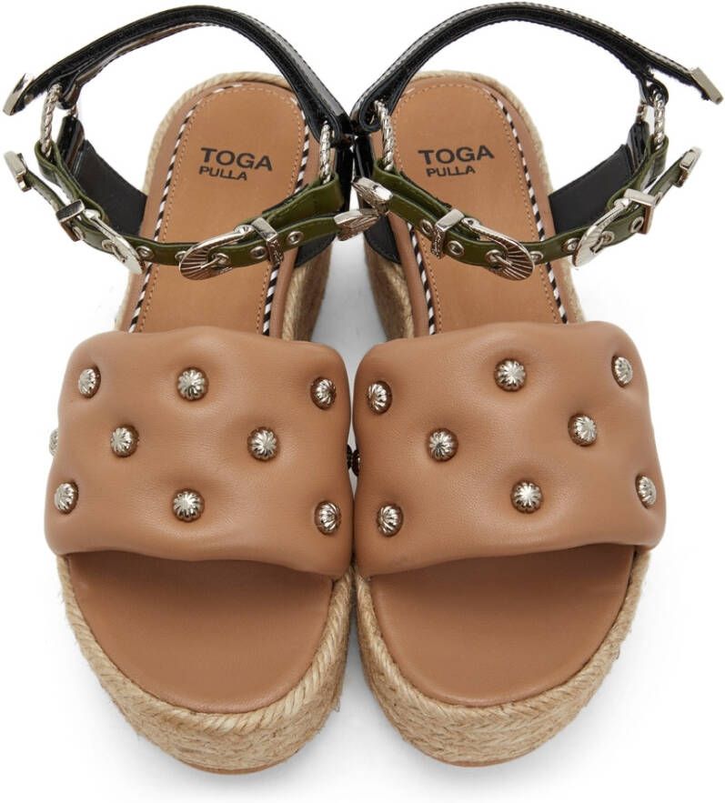 Toga Pulla SSENSE Exclusive Beige Studded Platform Sandals