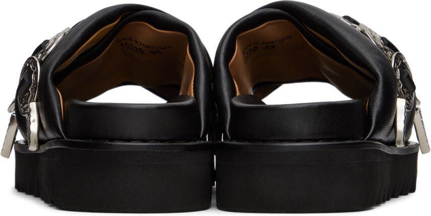 Toga Pulla SSENSE Exclusive Black Cross Strap Flat Sandals