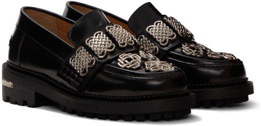 Toga Pulla SSENSE Exclusive Black Leather Embellished Loafers
