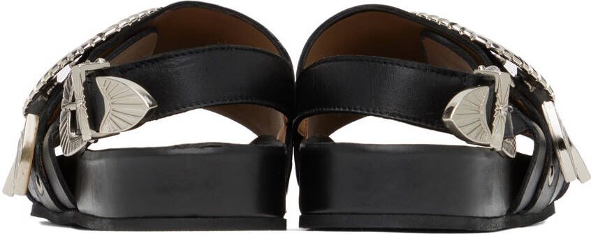 Toga Pulla SSENSE Exclusive Black Oversized Buckle Sandals
