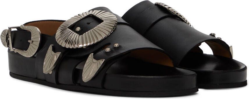 Toga Pulla SSENSE Exclusive Black Oversized Buckle Sandals