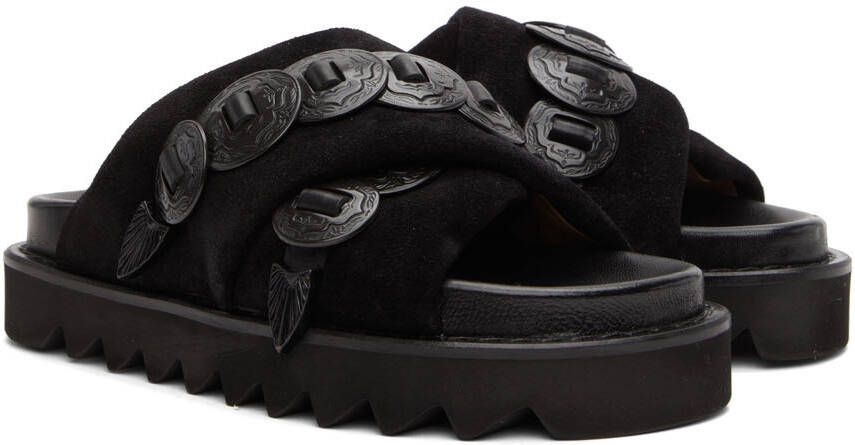 Toga Pulla SSENSE Exclusive Black Suede Cross Strap Sandals