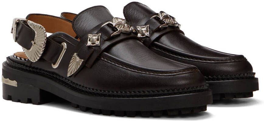 Toga Pulla SSENSE Exclusive Brown Leather Slingback Loafers