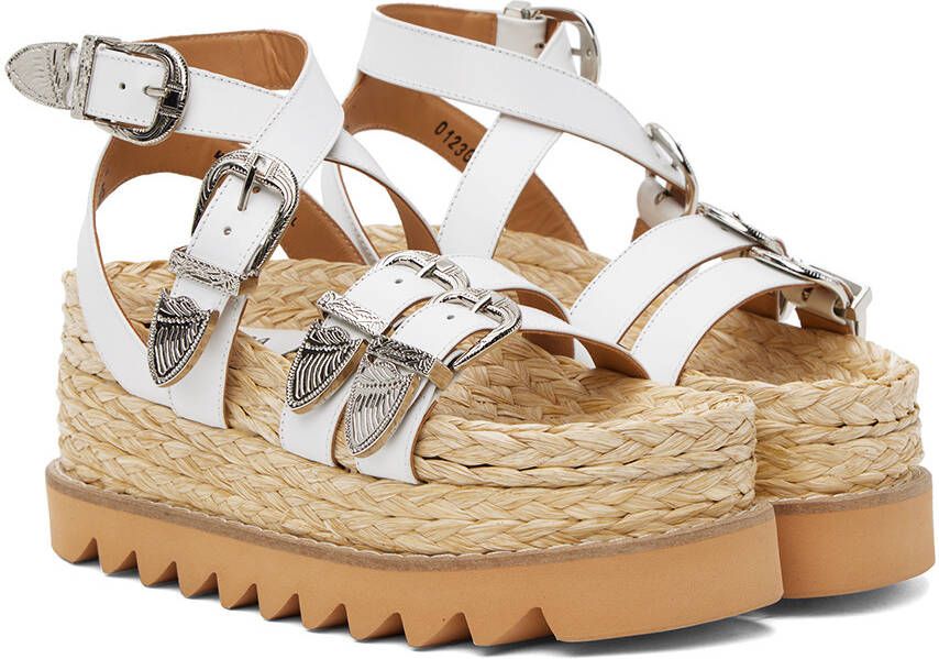 Toga Pulla White Pin-Buckle Platform Sandals