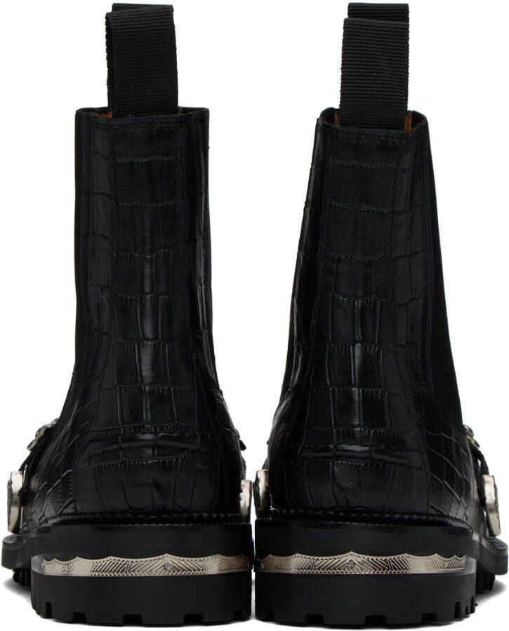 Toga Virilis Black Croc Chelsea Boots