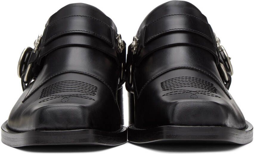 Toga Virilis Black Leather Slip-On Loafers