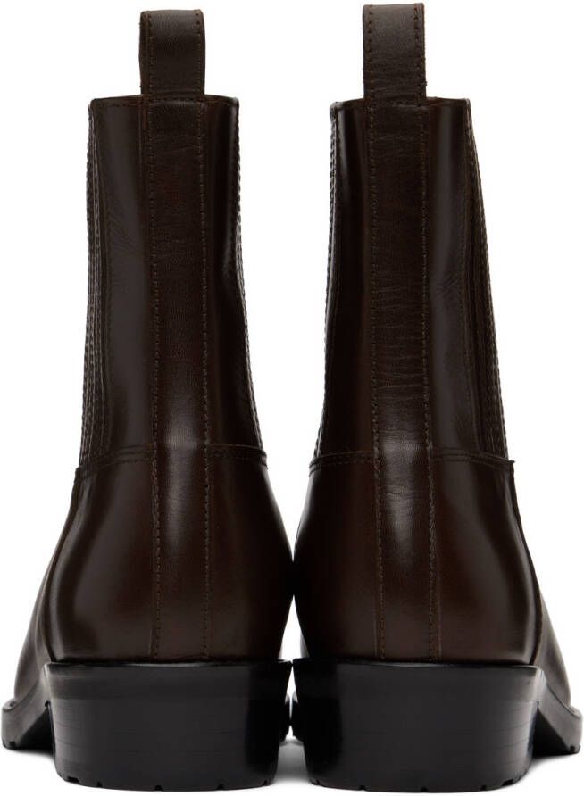 Toga Virilis SSENSE Exclusive Brown Hard Leather Chelsea Boots