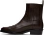 Toga Virilis SSENSE Exclusive Brown Hard Leather Chelsea Boots - Thumbnail 3