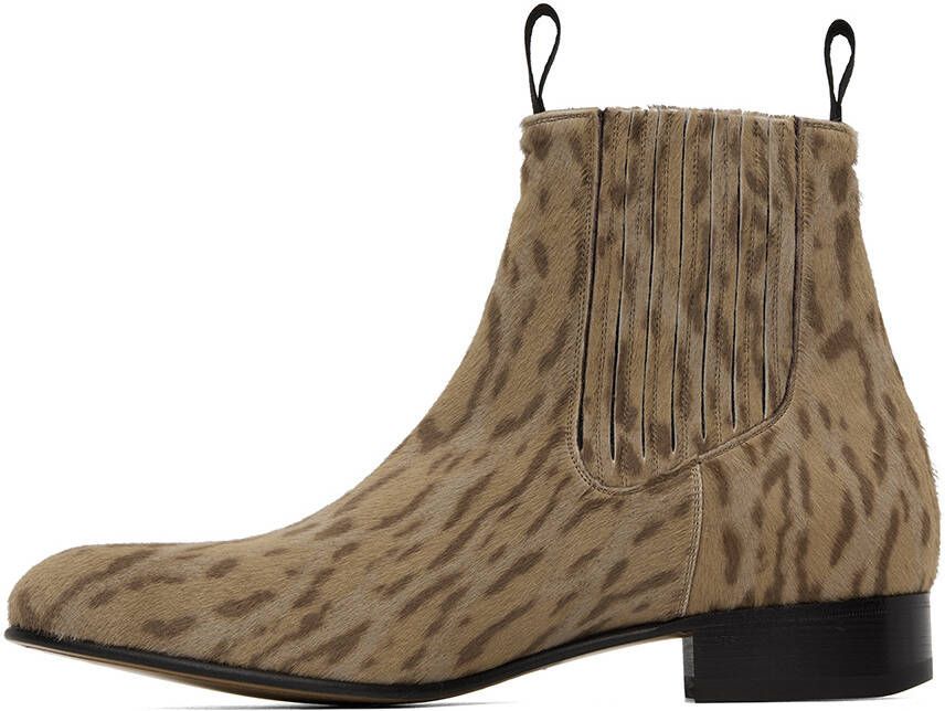 TOM FORD Beige Leopard Chelsea Boots